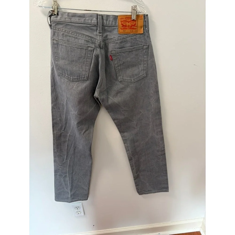 Levis 501 Original Fit Grey Straight Leg Denim Jeans Mens 30x30 Button Fly